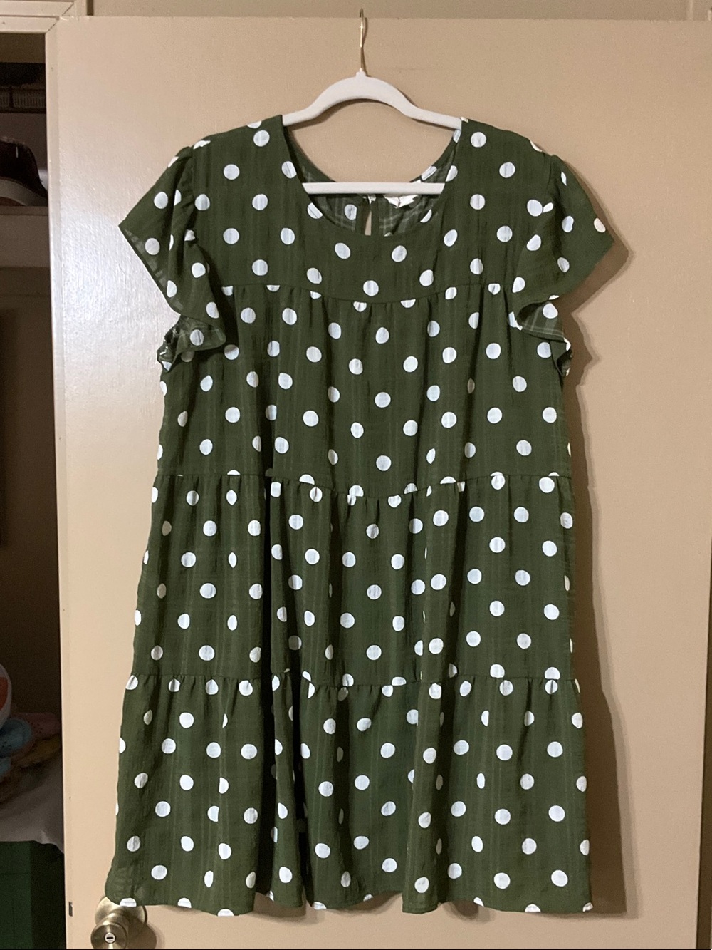 Perch by Blu Pepper Dotted Tiered Midi Dress in Olive Green
